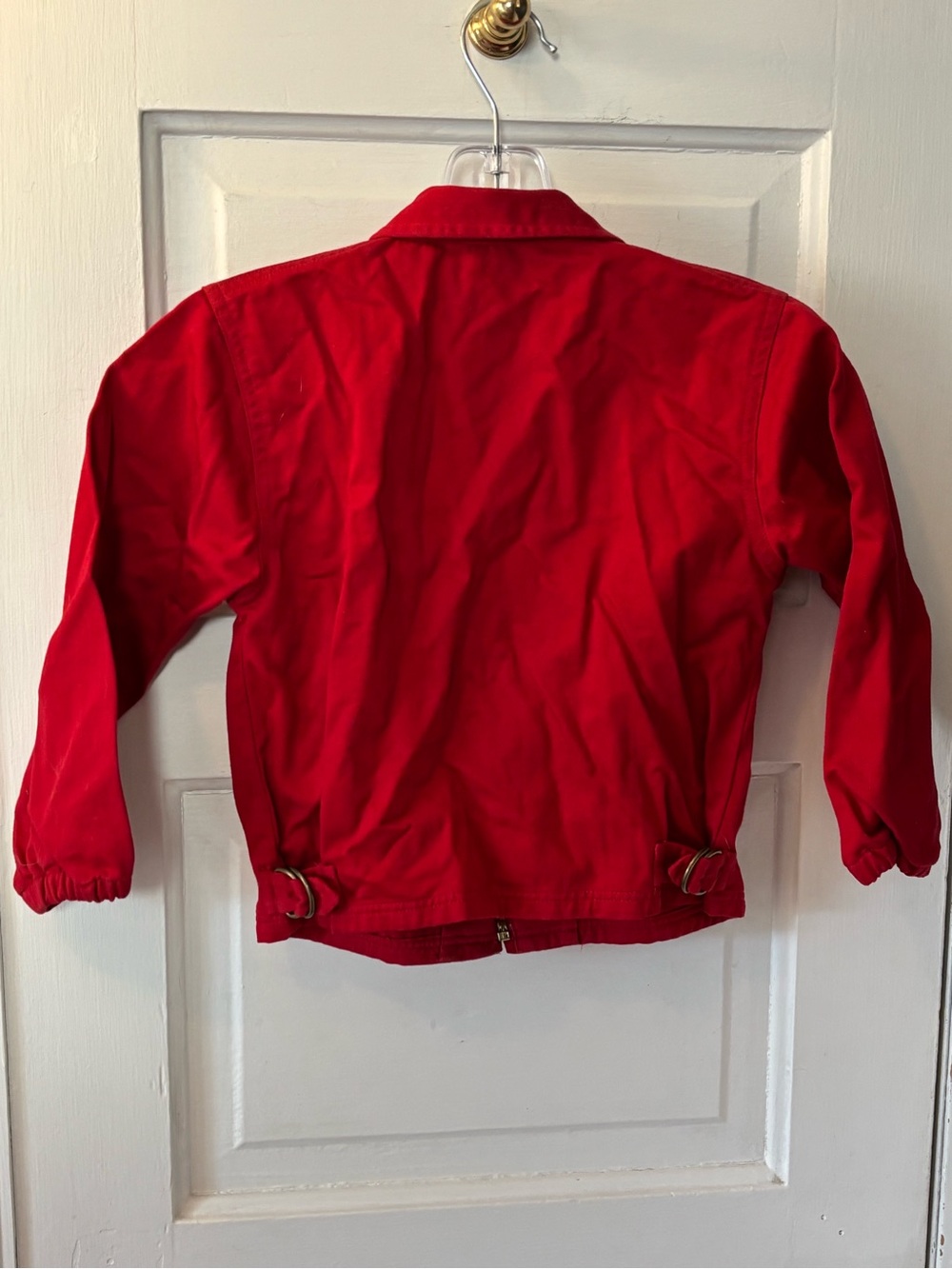 Ralph Lauren Red Zip-Front Cotton Twill Jacket Navy Pony Preppy Classic - Picture 3 of 4